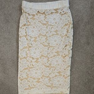 ALLOY White Floral Lace Pencil Skirt